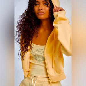 PacSun L.A. Hearts Lounge Cropped Full Zip Hoodie and Matching Shorts set